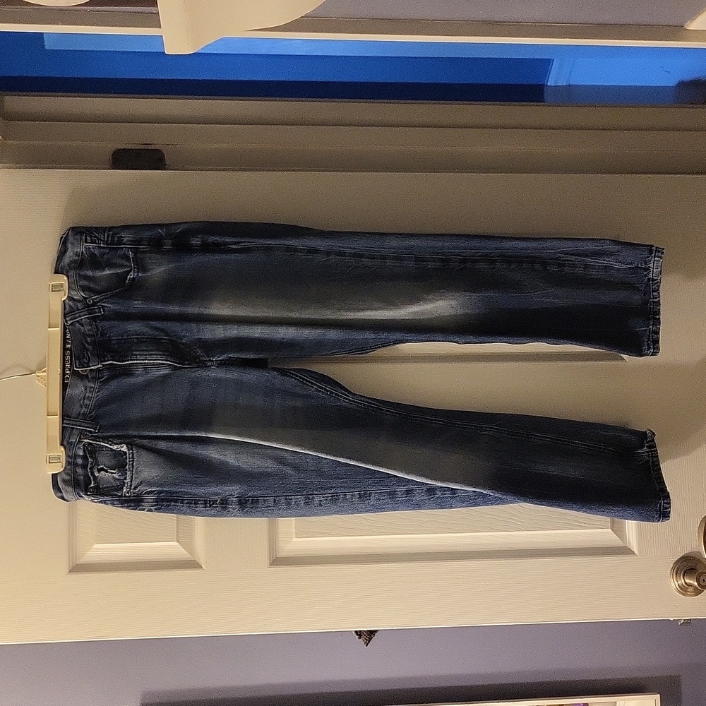 Men's Express Jean's, Loose Fit, size 34x30, whiskers, fading & damage